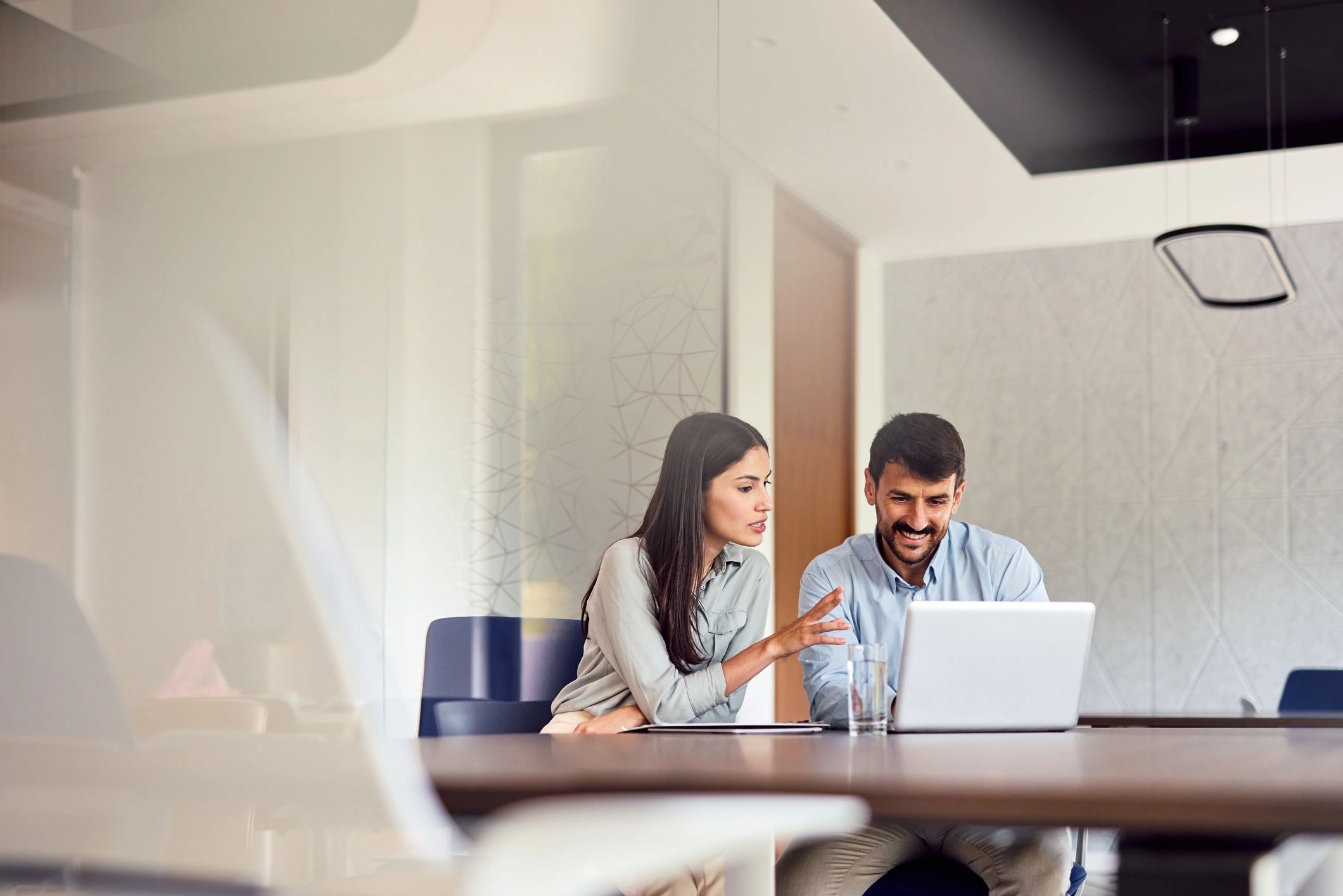 Financial advisor working with client